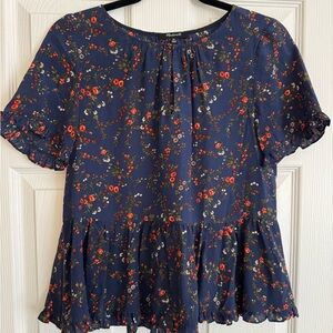 Madewell Floral Blue Top